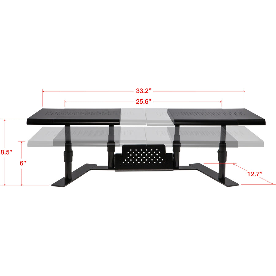 Image of Allsop® Metal Art Ergotwin Dual Monitor Stand, 25.6 To 33.1 X 12.6 X 6.2 To 8.6, Black, Supports 20 Lb/shelf