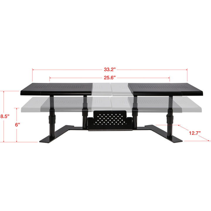 Image of Allsop® Metal Art Ergotwin Dual Monitor Stand, 25.6 To 33.1 X 12.6 X 6.2 To 8.6, Black, Supports 20 Lb/shelf