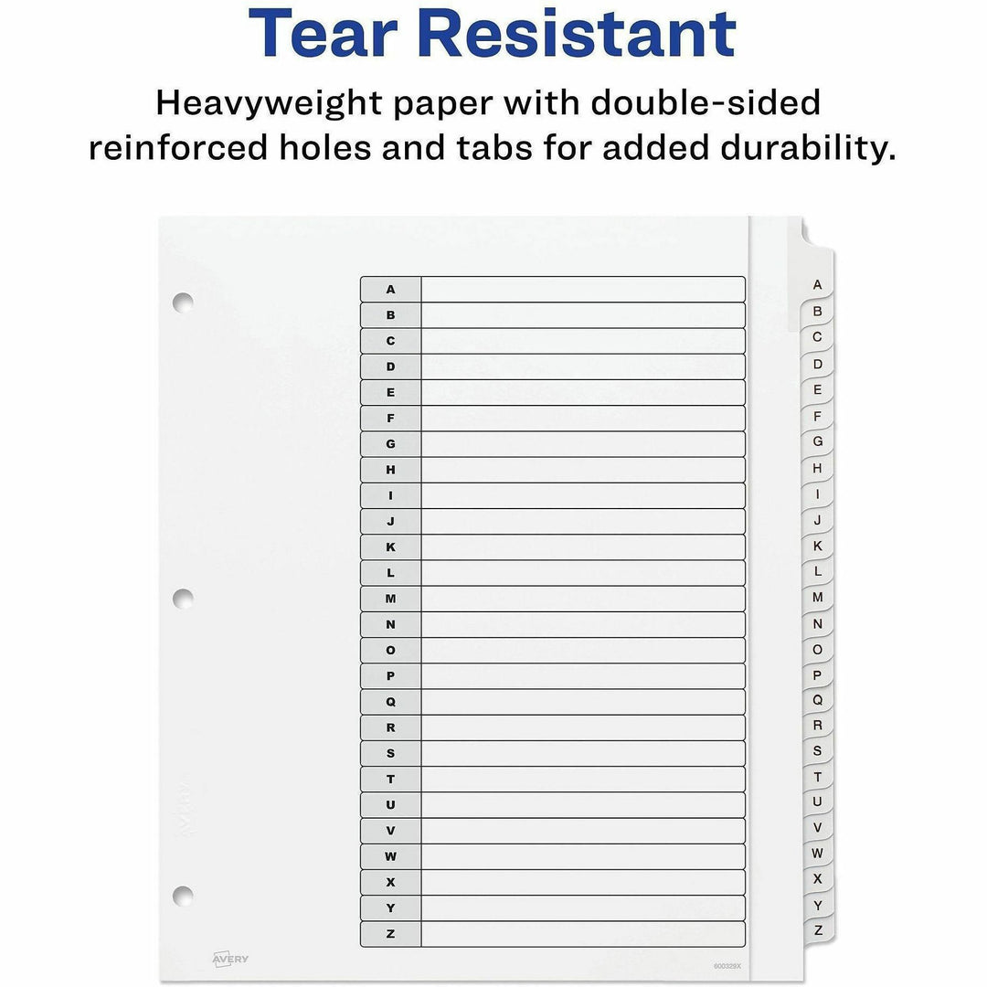 Image of Avery® Customizable TOC Ready Index Black and White Dividers, 26-Tab, A to Z, 11 x 9.25, 1 Set