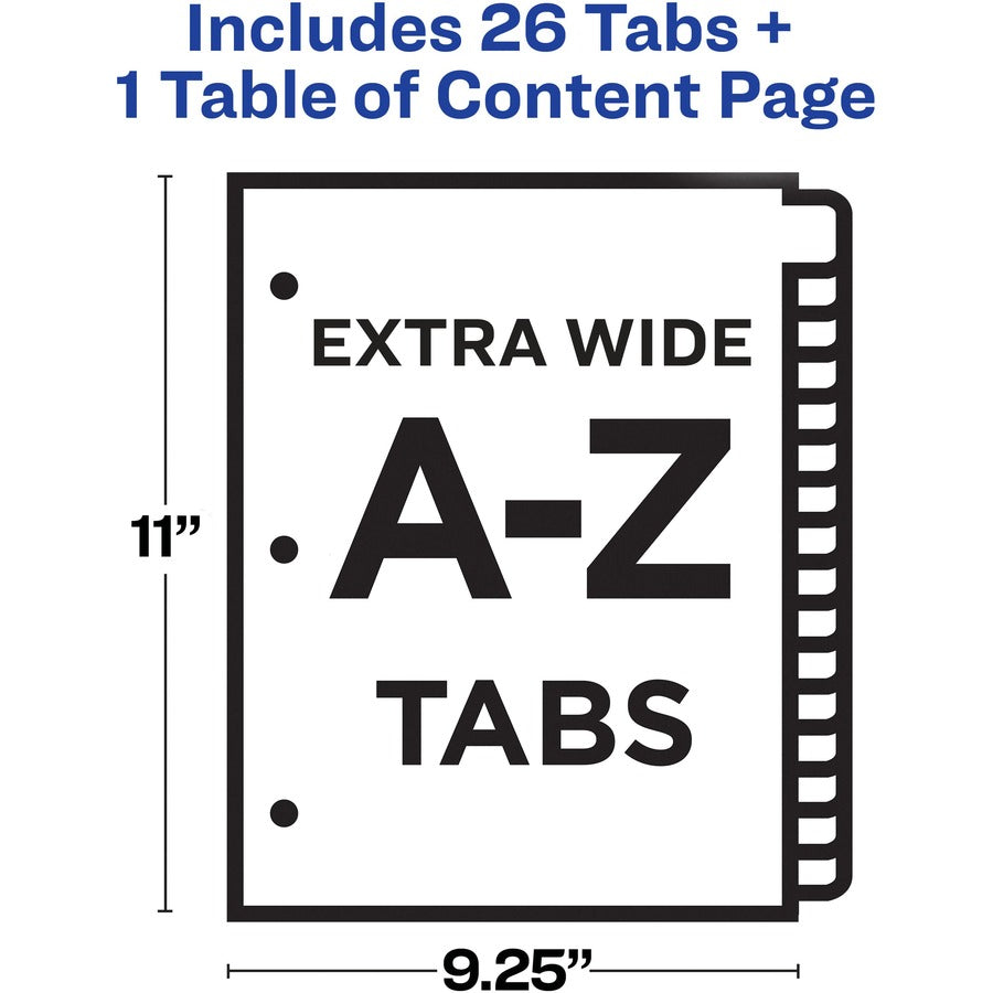 Image of Avery® Customizable TOC Ready Index Black and White Dividers, 26-Tab, A to Z, 11 x 9.25, 1 Set