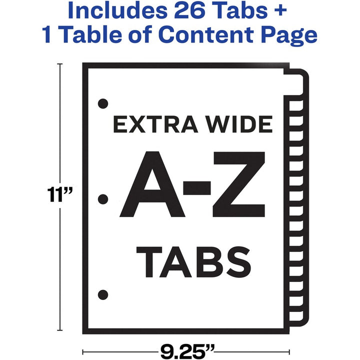 Image of Avery® Customizable TOC Ready Index Black and White Dividers, 26-Tab, A to Z, 11 x 9.25, 1 Set