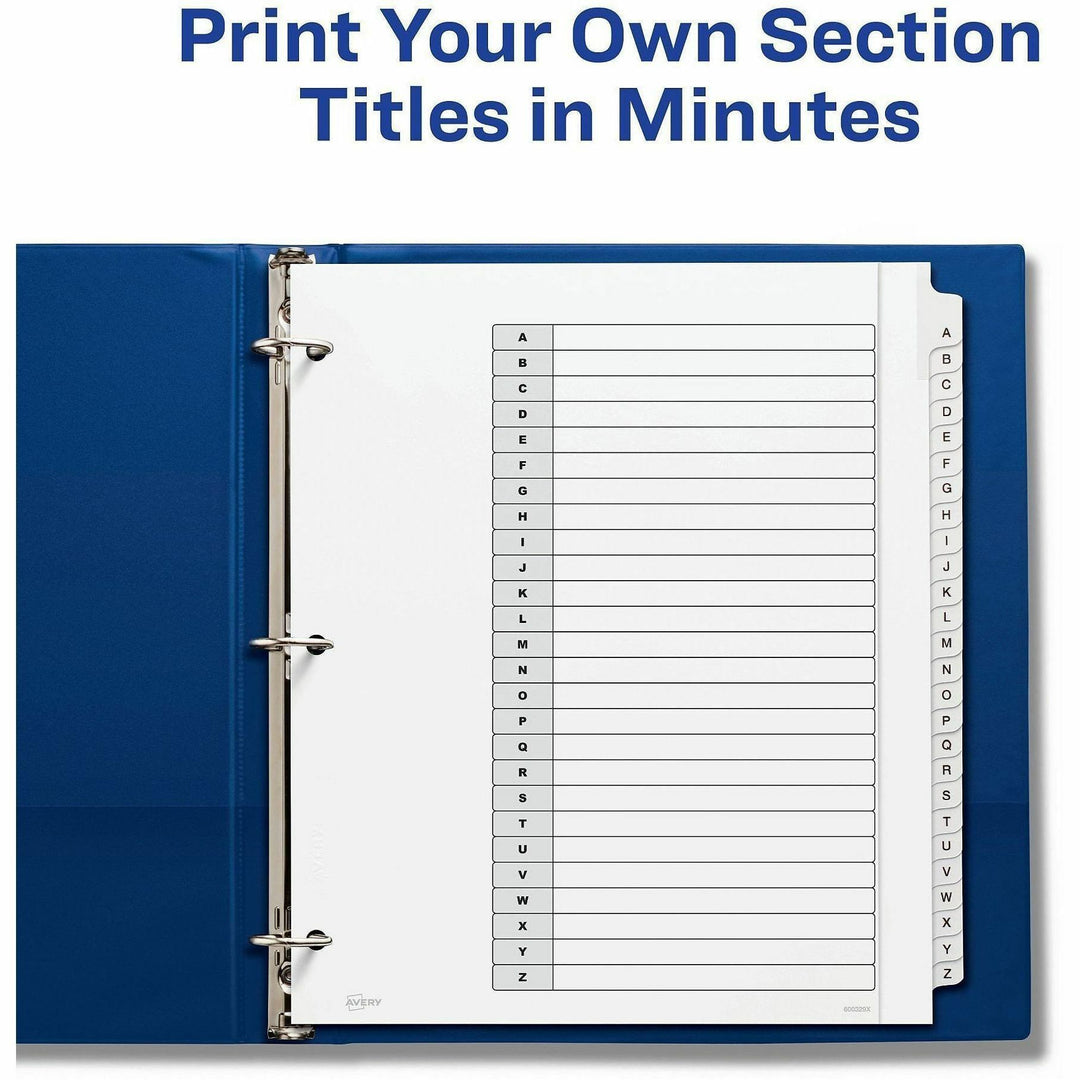 Image of Avery® Customizable TOC Ready Index Black and White Dividers, 26-Tab, A to Z, 11 x 9.25, 1 Set