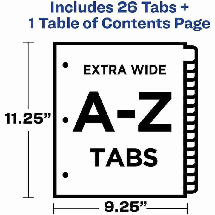 Image of Avery® Customizable TOC Ready Index Black and White Dividers, 26-Tab, A to Z, 11 x 9.25, 1 Set