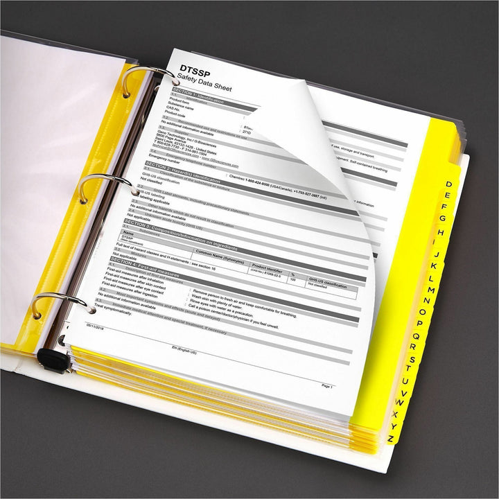 Image of Avery® Heavy-Duty Preprinted Safety Data Sheet Binder, 3 Rings, 1.5" Capacity, 11 X 8.5, Yellow/red