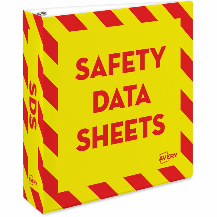 Image of Avery® Heavy-Duty Preprinted Safety Data Sheet Binder, 3 Rings, 2" Capacity, 11 X 8.5, Yellow/red