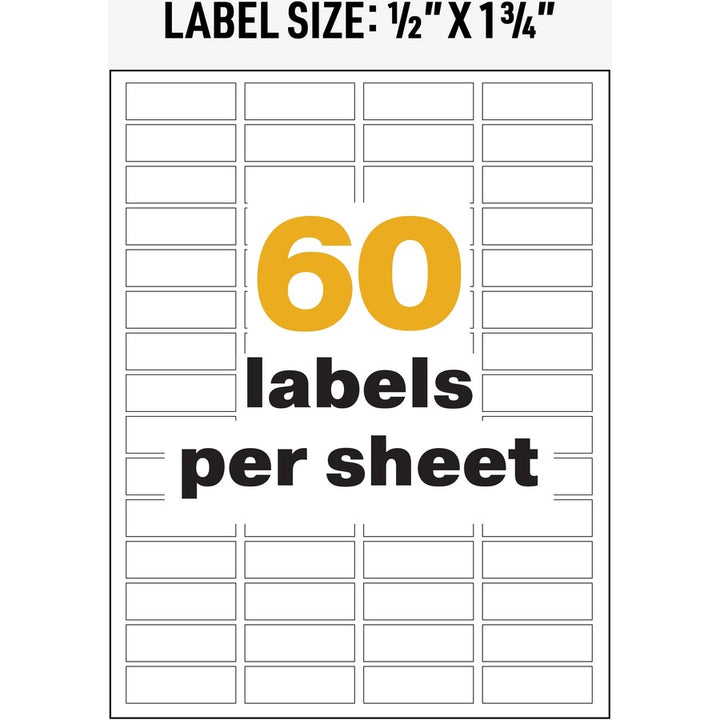 Image of Avery® Ultraduty Ghs Chemical Waterproof And Uv Resistant Labels, 0.5 X 1.75, White, 60/sheet, 25 Sheets/pack