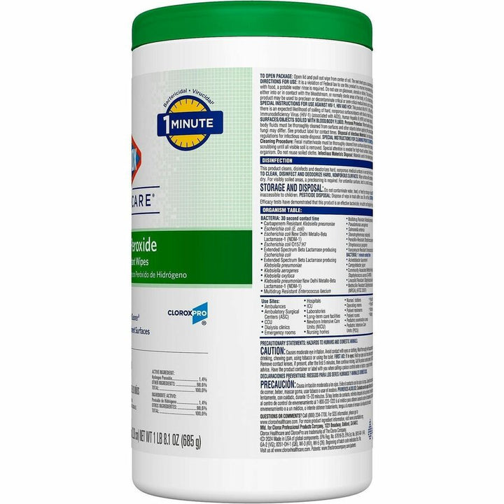 Image of Clorox Healthcare 30824 Hydrogen Peroxide Cleaner Disinfectant Wipes