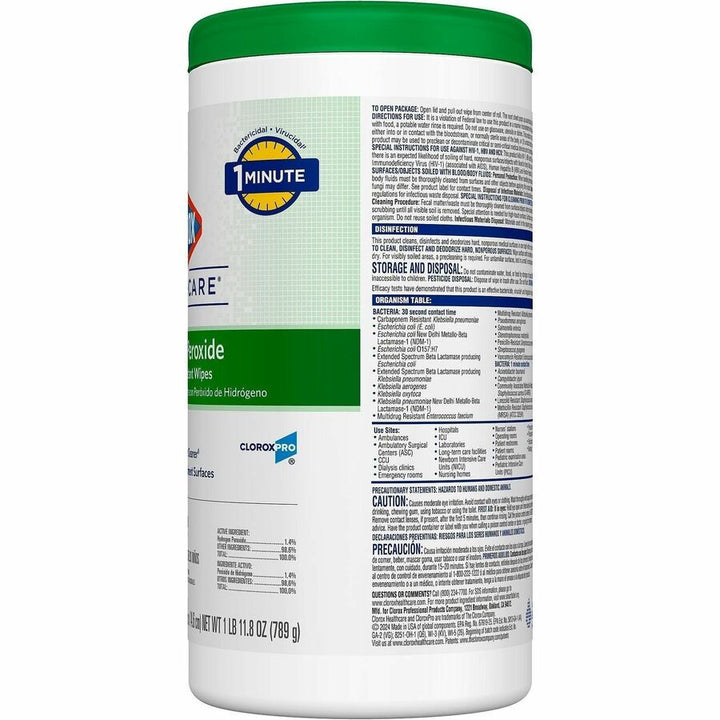 Image of Clorox Healthcare 30825 Hydrogen Peroxide Cleaner Disinfectant Wipes