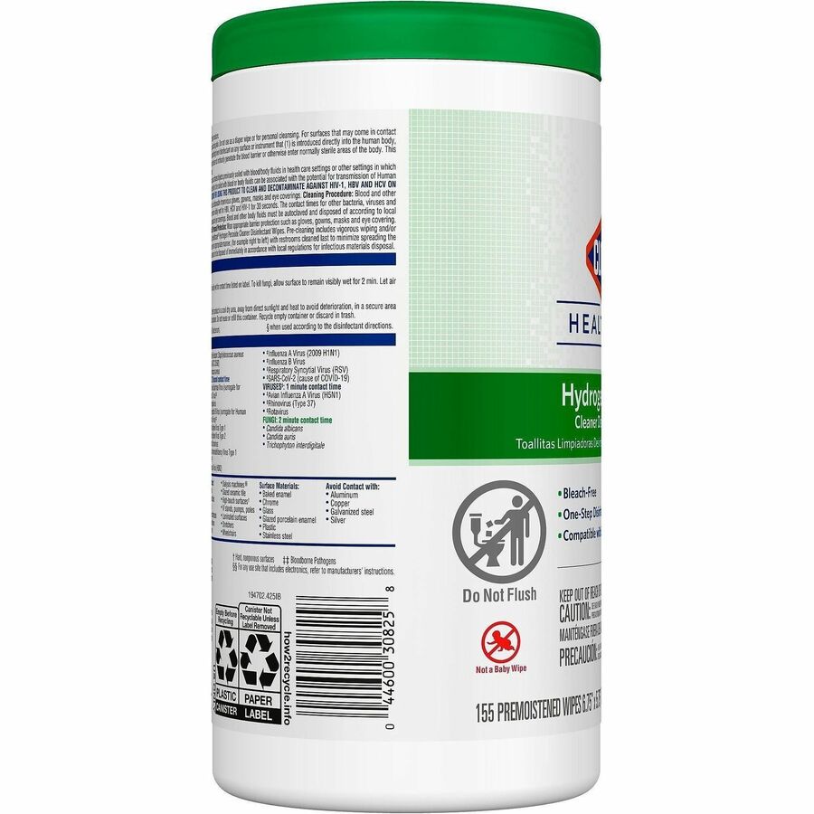 Image of Clorox Healthcare 30825 Hydrogen Peroxide Cleaner Disinfectant Wipes