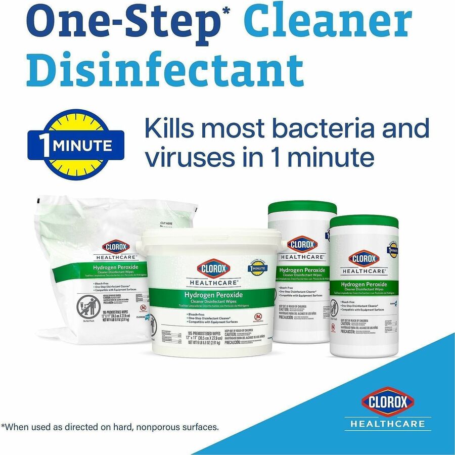 Image of Clorox Healthcare 30826 Hydrogen Peroxide Cleaner Disinfectant Wipes
