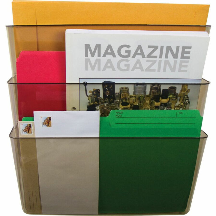 Image of Storex Wall File, Stackable, Letter, 4"W x 13"L x 7"H, 7/ST, Smoke