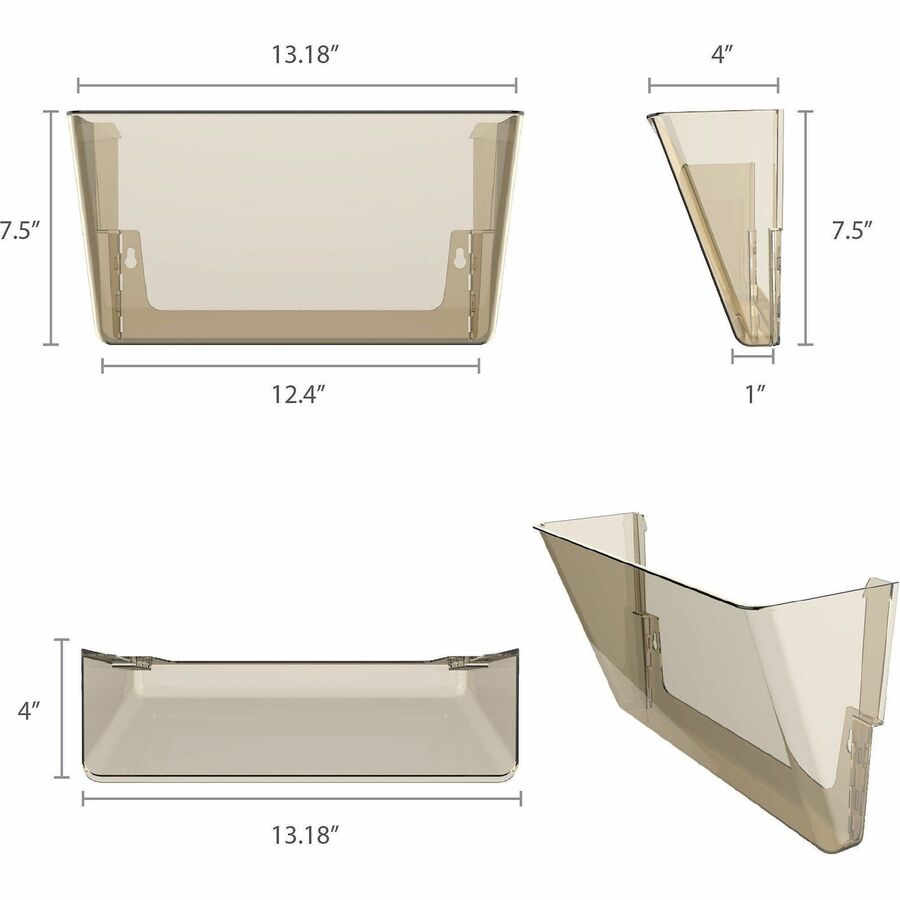 Image of Storex Wall File, Stackable, Letter, 4"W x 13"L x 7"H, 7/ST, Smoke