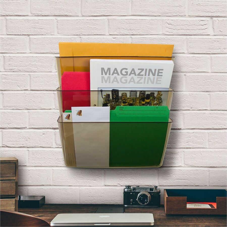 Image of Storex Wall File, Stackable, Letter, 4"W x 13"L x 7"H, 7/ST, Smoke