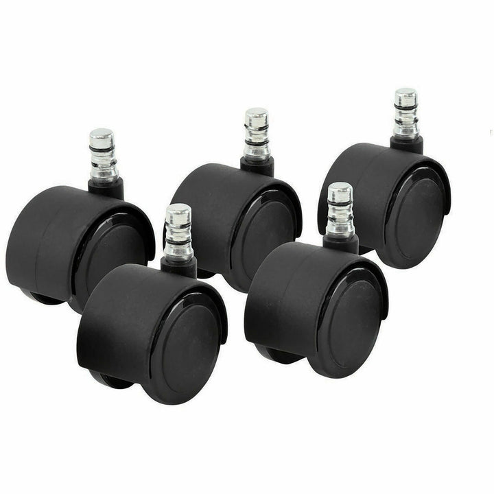 Image of Master Caster® Noiseless Duet Casters, Grip Ring Type R Stem, 2" Soft Polyurethane Wheel, Matte Black, 5/Set