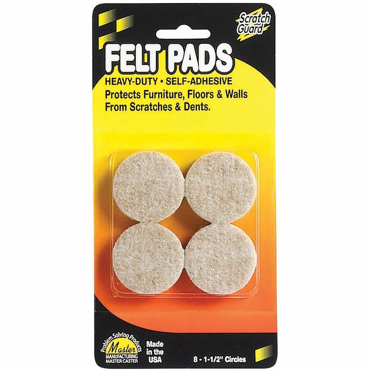 Image of Master Caster® Felt Pads, Round, 3/16" Thick, 1-1/2"Dia, 8/PK, Beige