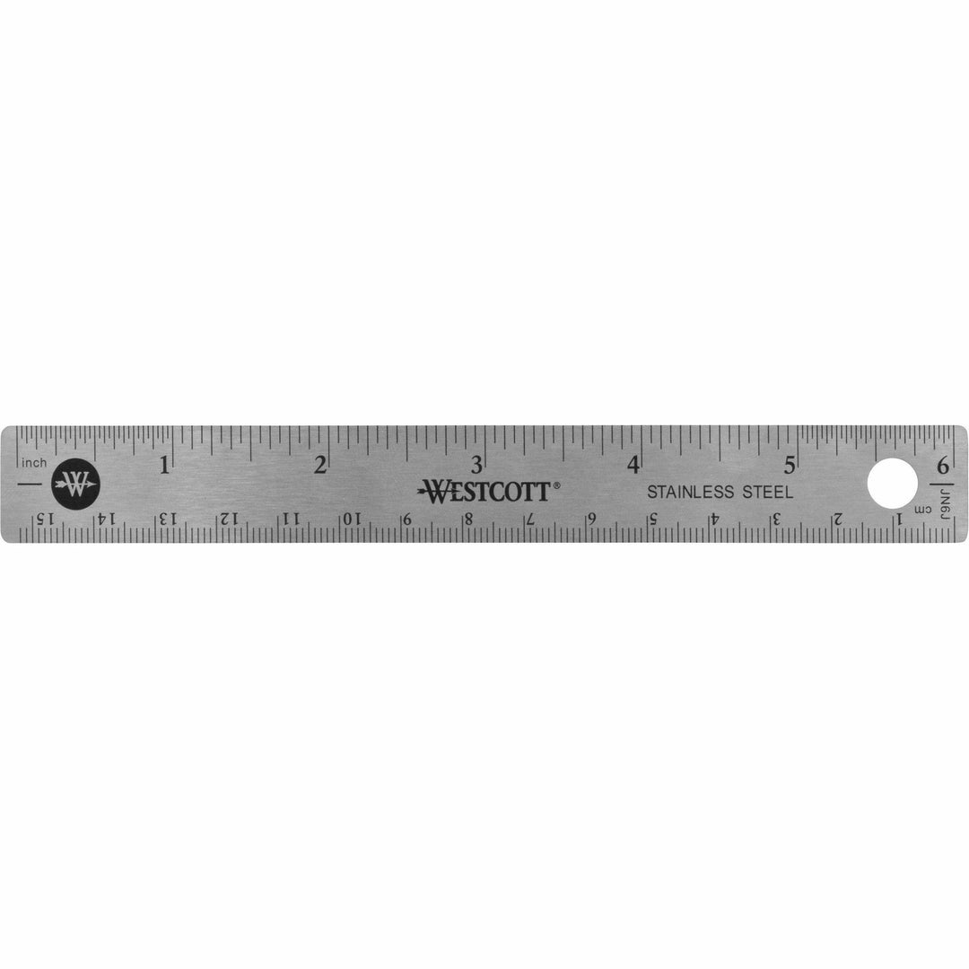 Image of Acme United Corporation Rulers, 6"L, Stainless Steel, Nonslip Cork Back, 12/BX, SR