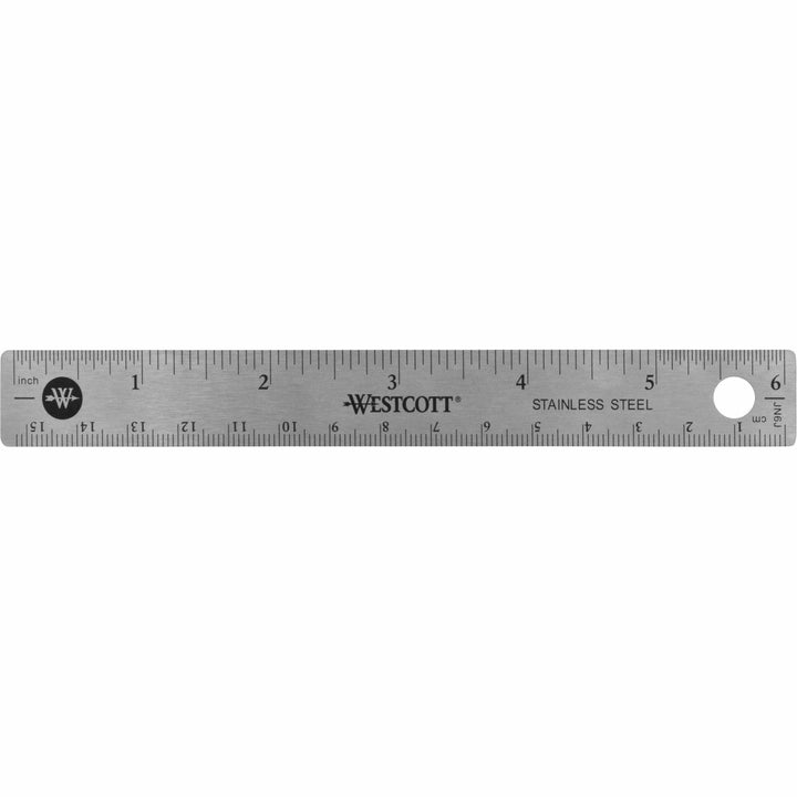Image of Acme United Corporation Rulers, 6"L, Stainless Steel, Nonslip Cork Back, 12/BX, SR
