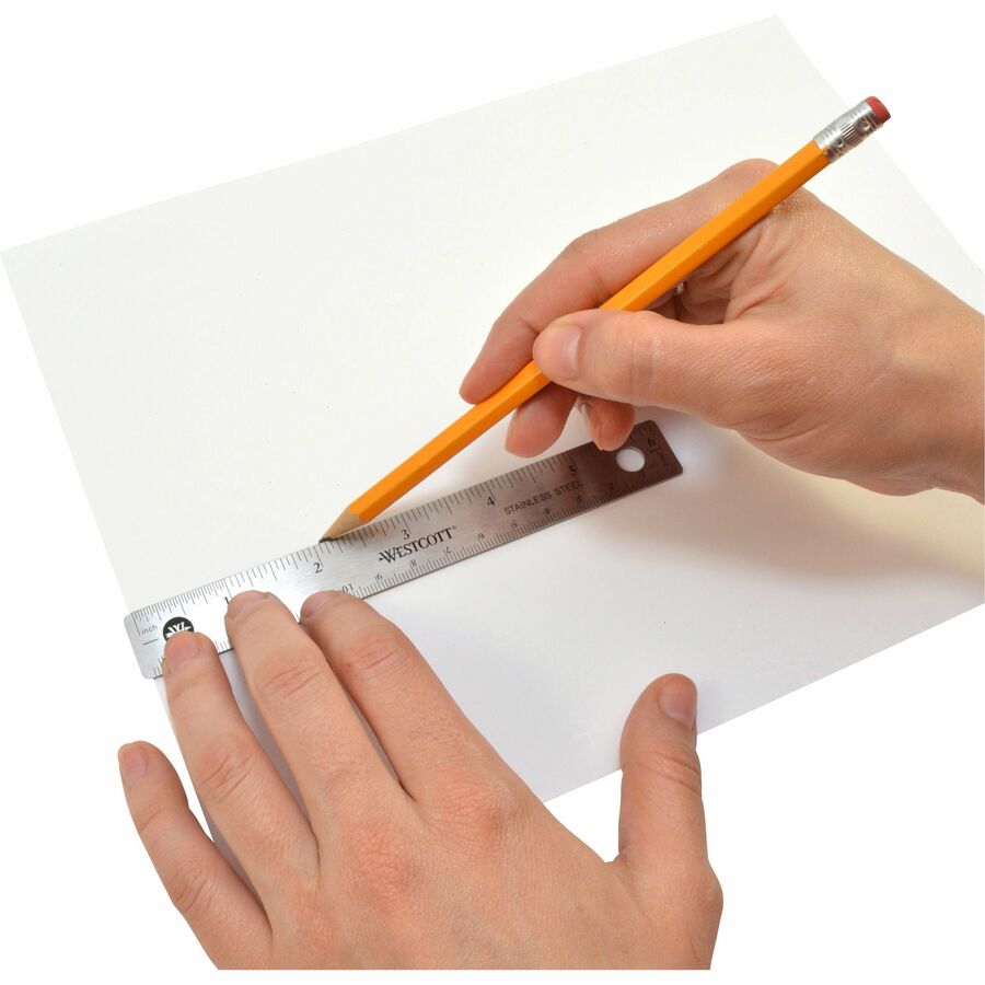 Image of Acme United Corporation Rulers, 6"L, Stainless Steel, Nonslip Cork Back, 12/BX, SR