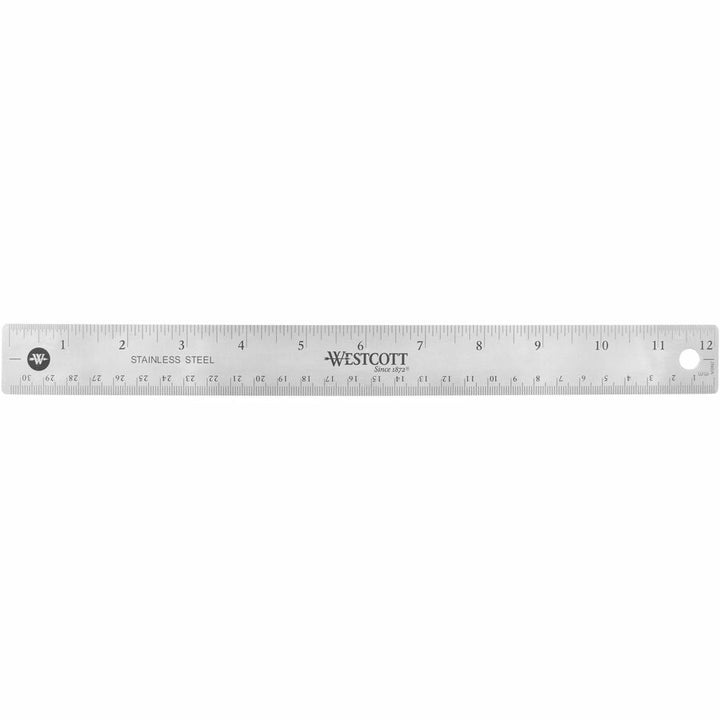 Image of Acme United Corporation Rulers, 12"L, Stainless Steel, Nonslip Cork Back, 12/BX, SR