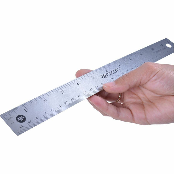 Image of Acme United Corporation Rulers, 12"L, Stainless Steel, Nonslip Cork Back, 12/BX, SR