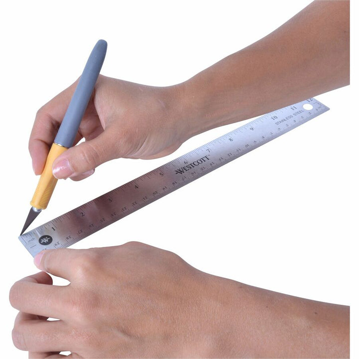 Image of Acme United Corporation Rulers, 12"L, Stainless Steel, Nonslip Cork Back, 12/BX, SR