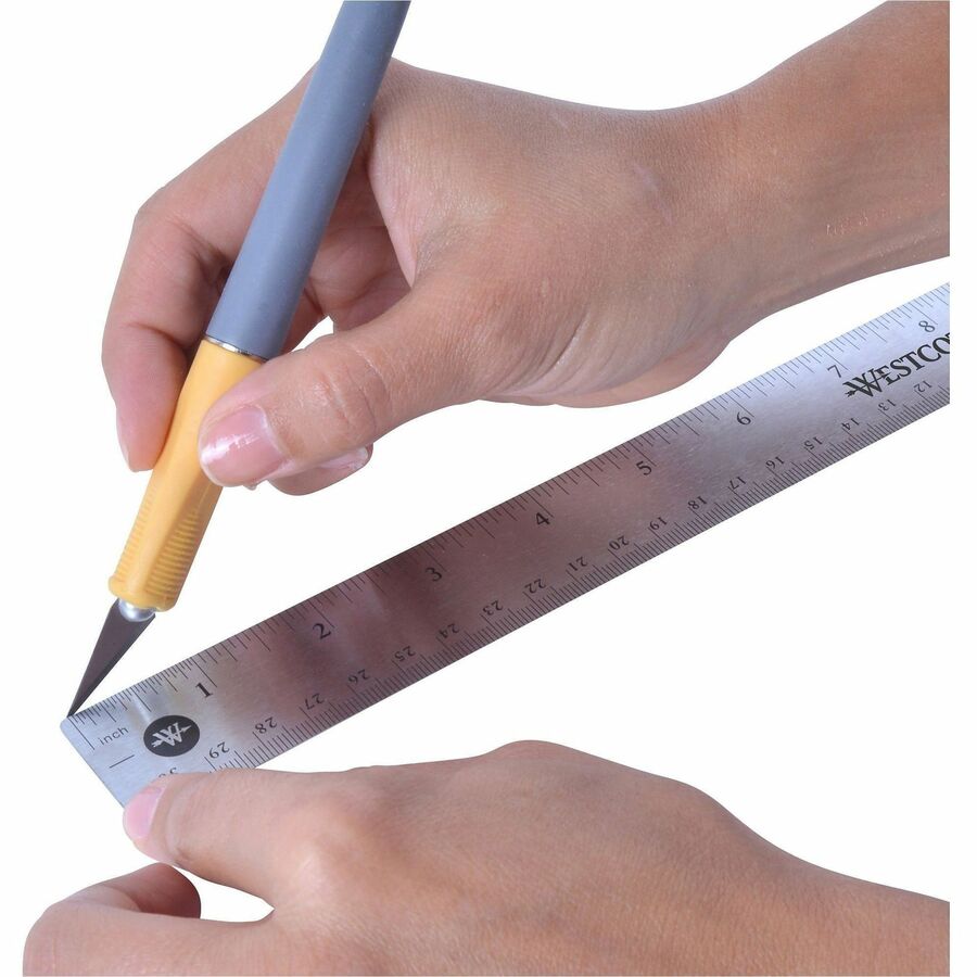 Image of Acme United Corporation Rulers, 15"L, Stainless Steel, Nonslip Cork Back, 12/BX, SR