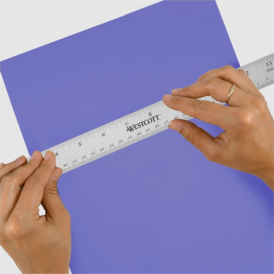 Image of Acme United Corporation Rulers, 15"L, Stainless Steel, Nonslip Cork Back, 12/BX, SR