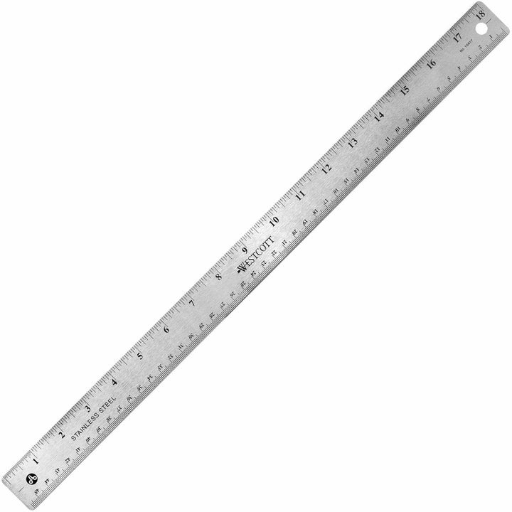 Image of Acme United Corporation Rulers, 18"L, Stainless Steel, Nonslip Cork Back, 12/BX, SR