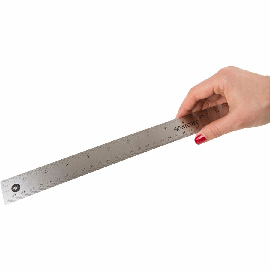 Image of Acme United Corporation Rulers, 18"L, Stainless Steel, Nonslip Cork Back, 12/BX, SR