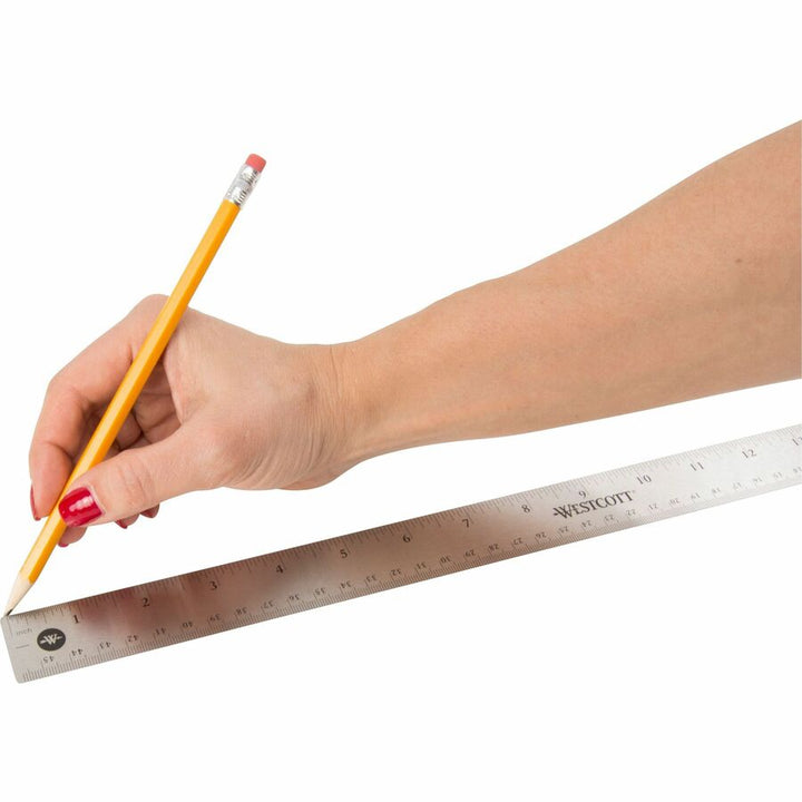 Image of Acme United Corporation Rulers, 18"L, Stainless Steel, Nonslip Cork Back, 12/BX, SR