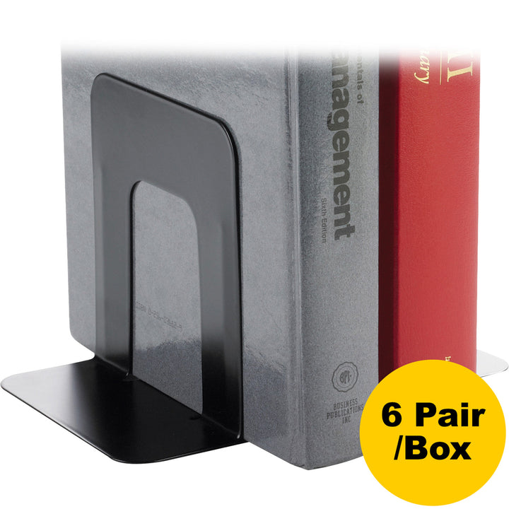 Image of Business Source Bookends, Standard, Steel, 4-3/4"x5-1/4"x5",2/PR,6PR/BX,BK