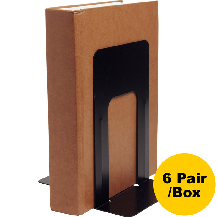 Image of Business Source Bookends, Jumbo, Steel, 6"x8-1/2"x9",2/PR,6PR/BX,BK