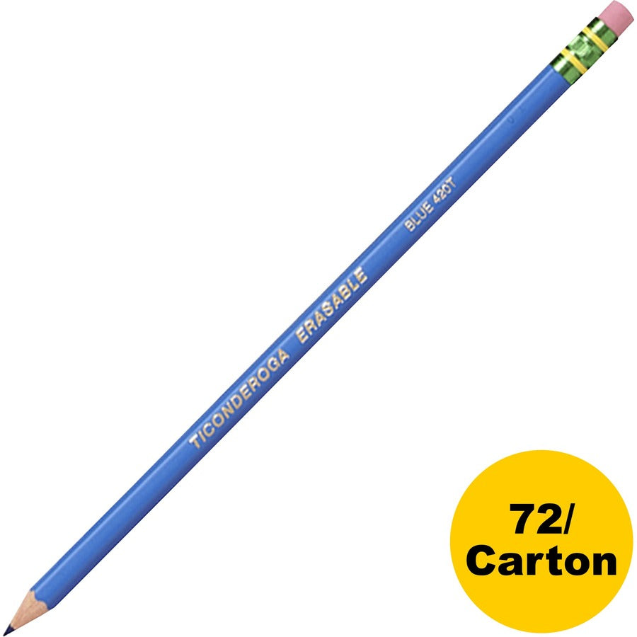 Image of Dixon® Colored Pencils, w/Eraser, Erasable, HB-Med, 72/CT, Blue