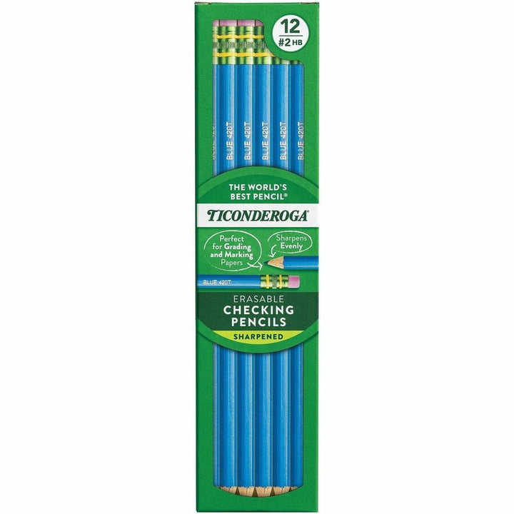 Image of Dixon® Colored Pencils, w/Eraser, Erasable, HB-Med, 72/CT, Blue