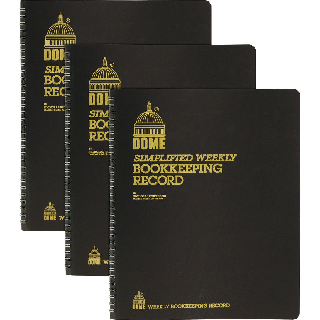Image of Dome® Bookkeeping Record Books,Monthly,Undated, 9"x11",3/BD,Beige