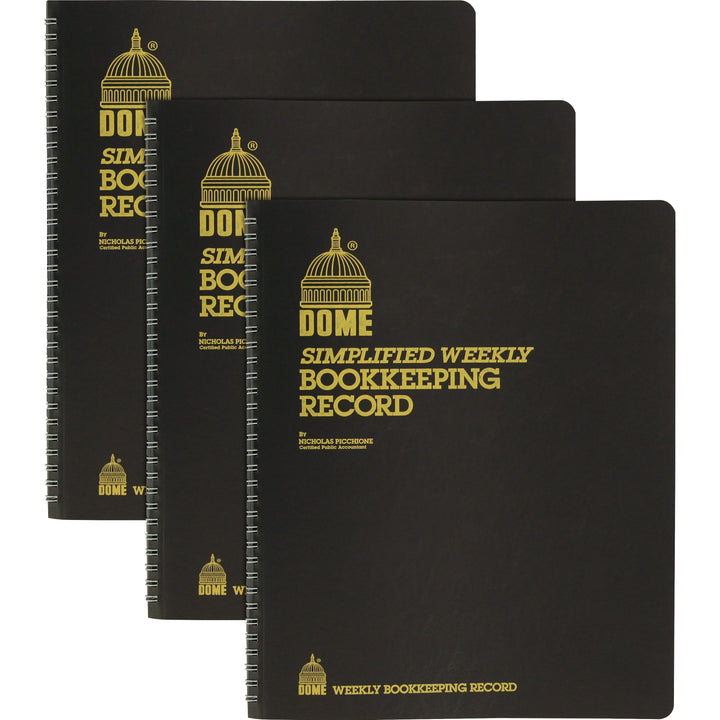 Image of Dome® Bookkeeping Record Books,Monthly,Undated, 9"x11",3/BD,Beige