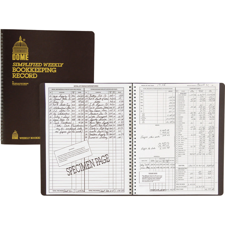 Image of Dome® Bookkeeping Record Books,Monthly,Undated, 9"x11",3/BD,Beige