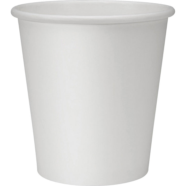 Image of Genuine Joe 19046BD 10 oz Disposable Hot Cups, 10 fl oz, White, Polyurethane, Hot Drink, Beverage, 50/Pack, 5 / Bundle