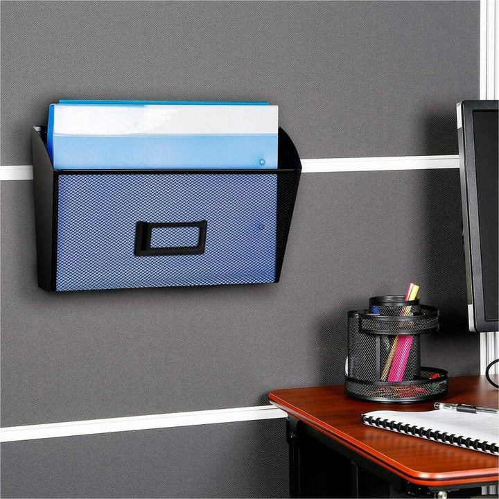 Image of Lorell 84144CT Mesh Wire Wall Pockets, 6.62" H x 12.62" W x 4.75" Depth, Black, 4 / Carton