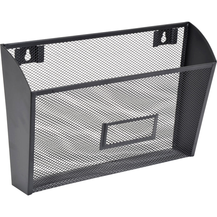 Image of Lorell 84144CT Mesh Wire Wall Pockets, 6.62" H x 12.62" W x 4.75" Depth, Black, 4 / Carton