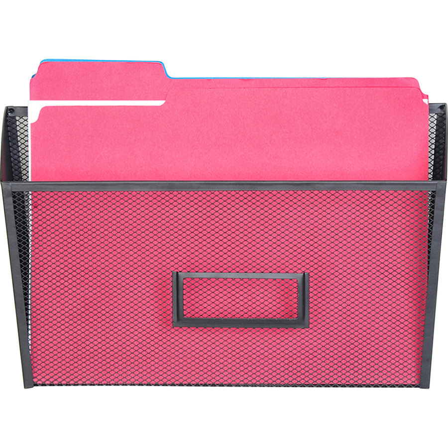 Image of Lorell 84144CT Mesh Wire Wall Pockets, 6.62" H x 12.62" W x 4.75" Depth, Black, 4 / Carton