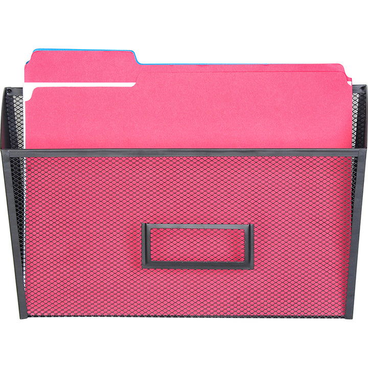Image of Lorell 84144CT Mesh Wire Wall Pockets, 6.62" H x 12.62" W x 4.75" Depth, Black, 4 / Carton