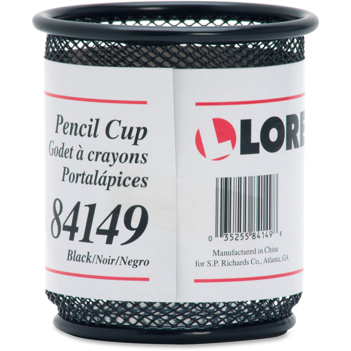 Image of Lorell Pencil Cups, Steel Mesh, 3-1/2"x3-7/8", 6/BX, Black