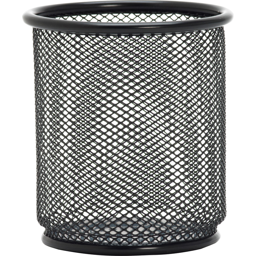Image of Lorell Pencil Cups, Steel Mesh, 3-1/2"x3-7/8", 6/BX, Black