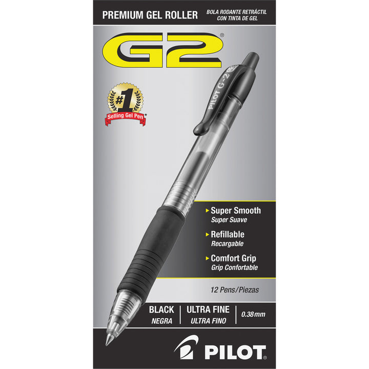 Image of Pilot® Retractable Pens, Ultra Fine,24/BD, Clear Barrel/Black Ink