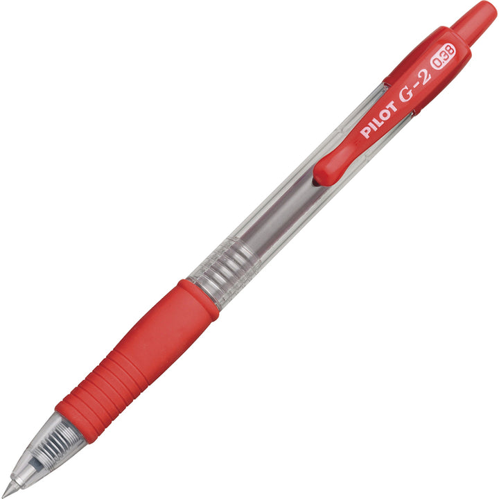 Image of Pilot® Retractable Pens, Ultra Fine,24/BD, Clear Barrel/Red Ink