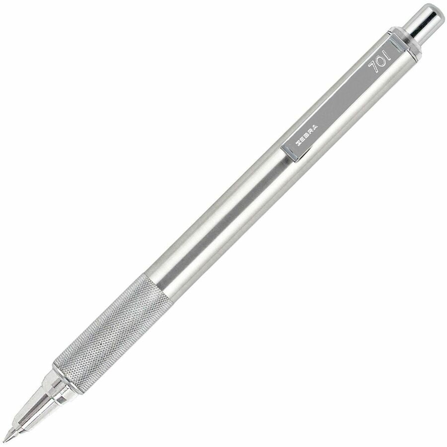 Image of Zebra® Ballpoint Pens,Retractable,Stainless Steel,.7mm,6/BX,Black