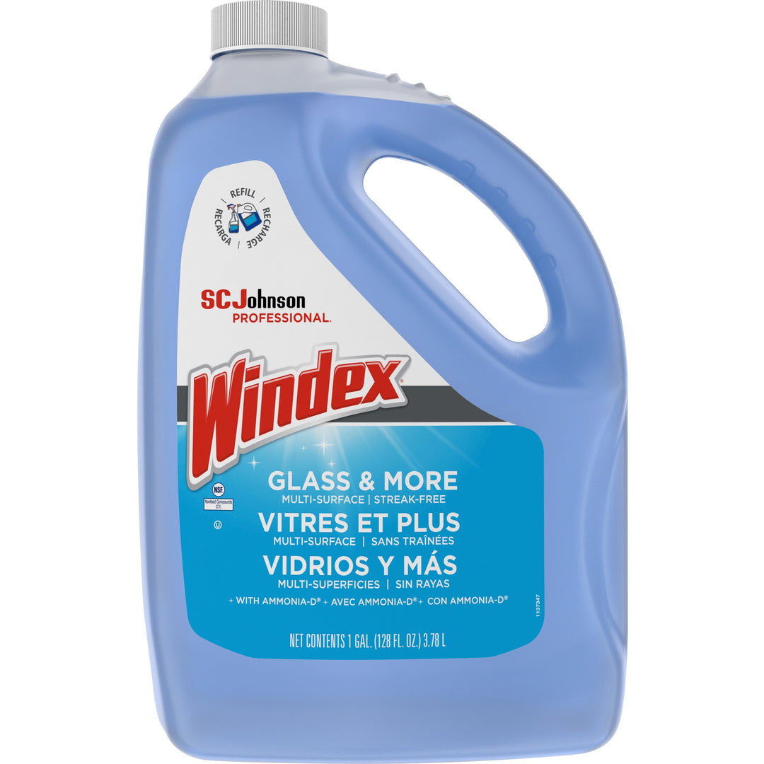 Image of Windex® 696503 Glass Cleaner with Ammonia-D, 128 fl oz (4 quart), Non-streaking, Phosphate-free, Blue, 1 Each