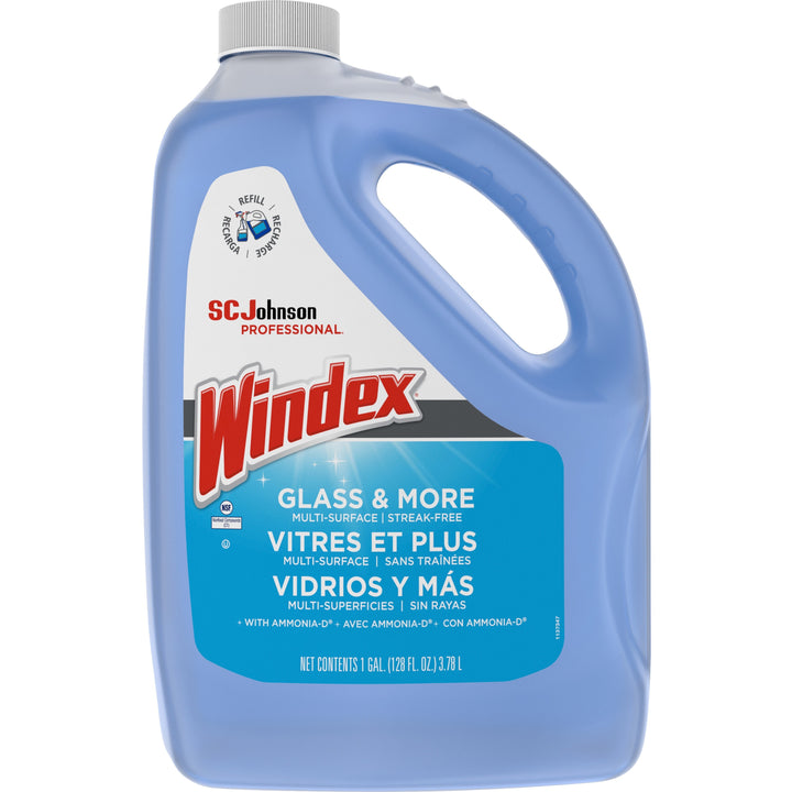 Image of Windex® 696503 Glass Cleaner with Ammonia-D, 128 fl oz (4 quart), Non-streaking, Phosphate-free, Blue, 1 Each
