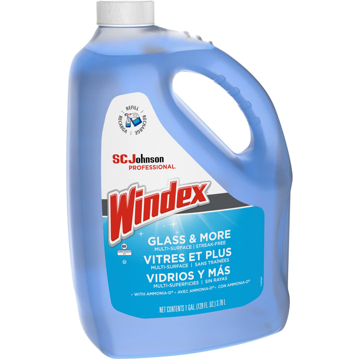 Image of Windex® 696503 Glass Cleaner with Ammonia-D, 128 fl oz (4 quart), Non-streaking, Phosphate-free, Blue, 1 Each